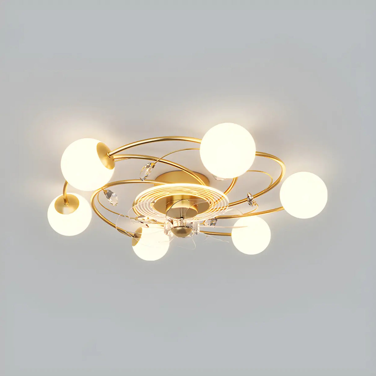 Creative Ball Shade Rotating Ceiling Fan with Light Image - 4