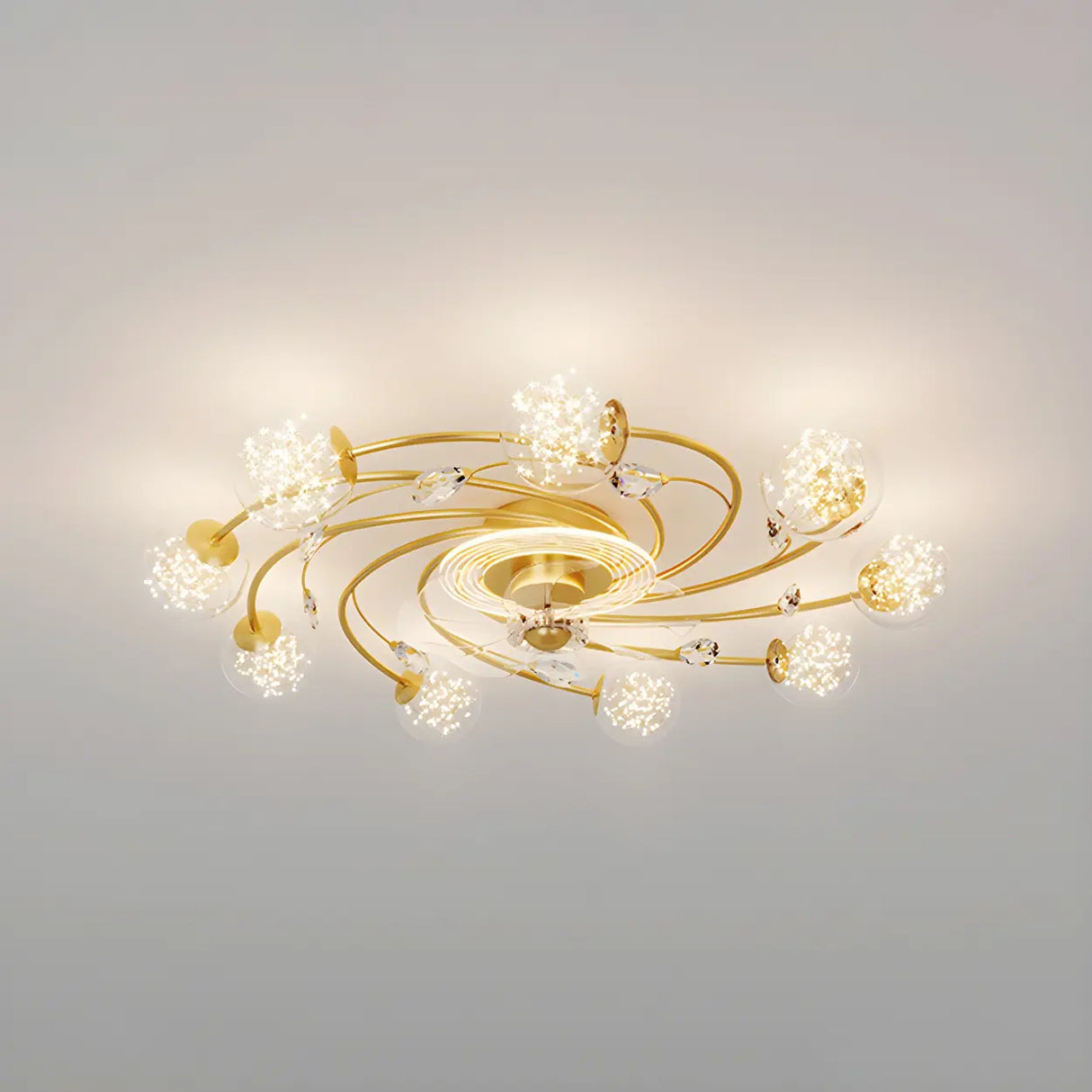 Creative Ball Shade Rotating Ceiling Fan with Light Image - 5