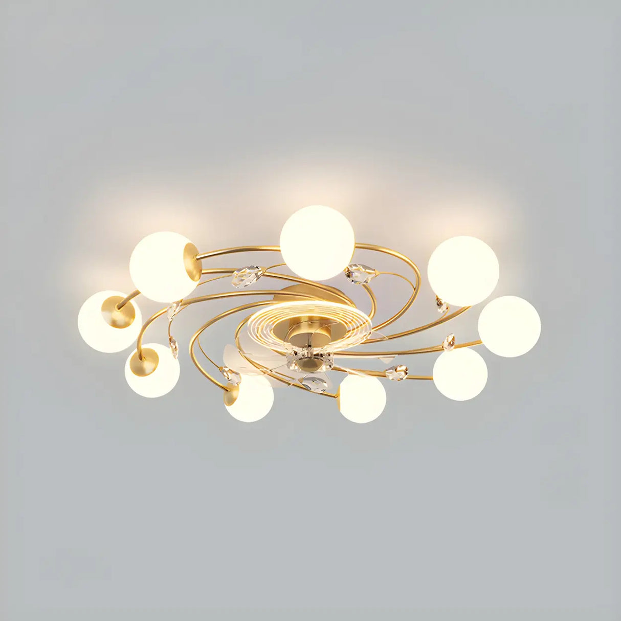 Creative Ball Shade Rotating Ceiling Fan with Light Image - 6