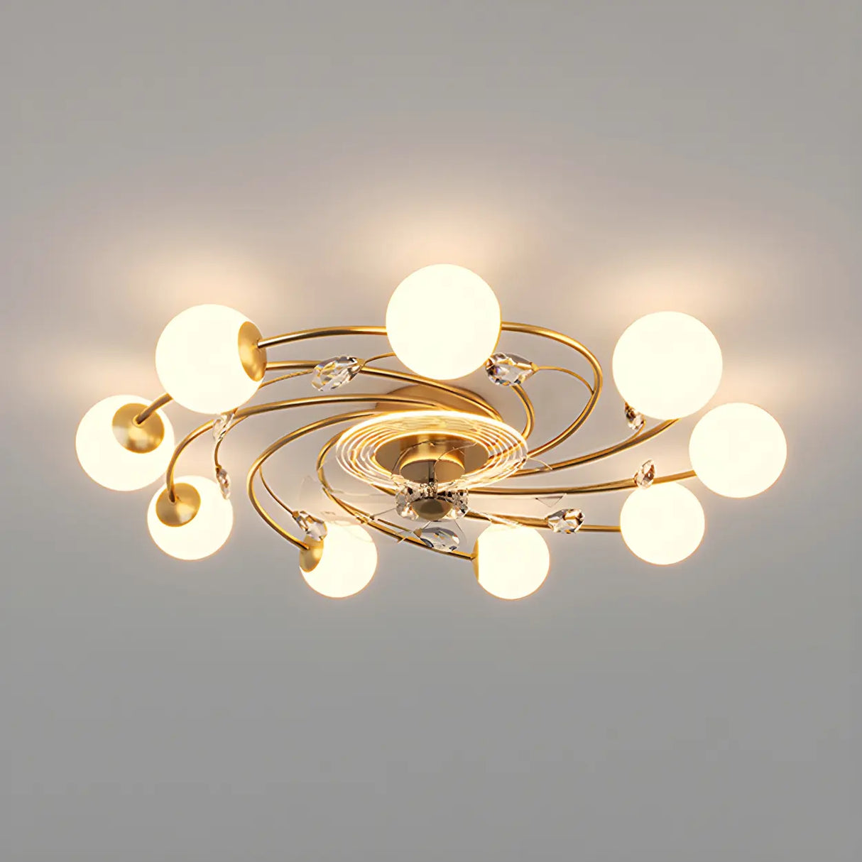 Creative Ball Shade Rotating Ceiling Fan with Light Image - 7