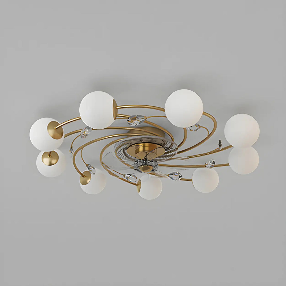 Creative Ball Shade Rotating Ceiling Fan with Light Image - 8