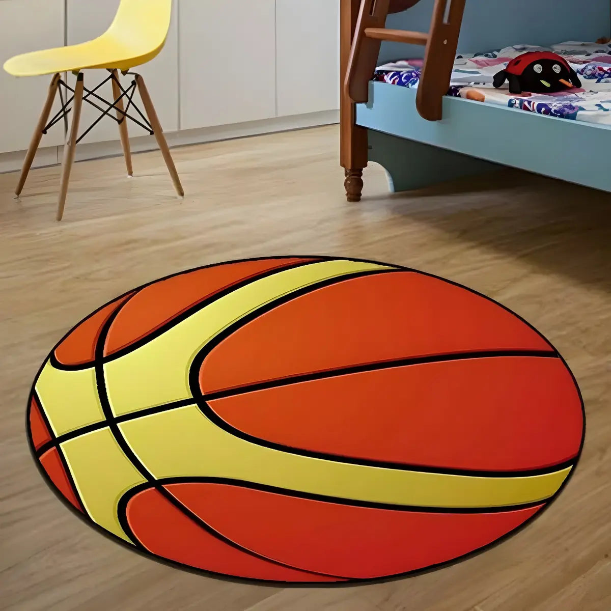 Creative Basketball Design Round Flannel Area Rug Image - 1