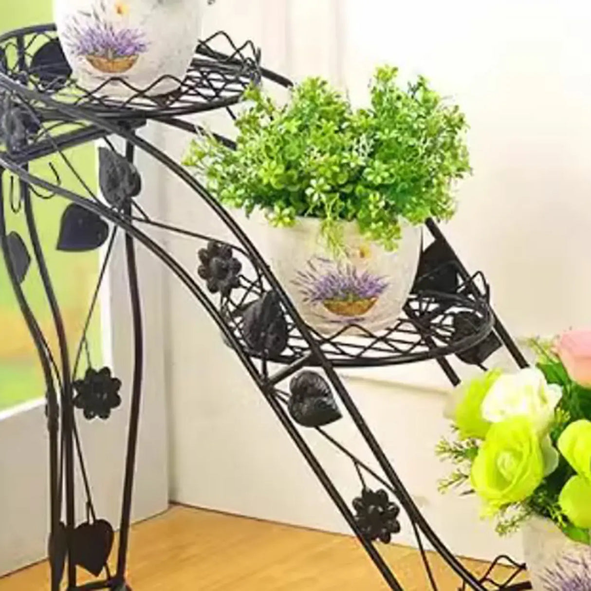 Creative Black High Heel Trapezoid Metal Plant Stand Image - 2
