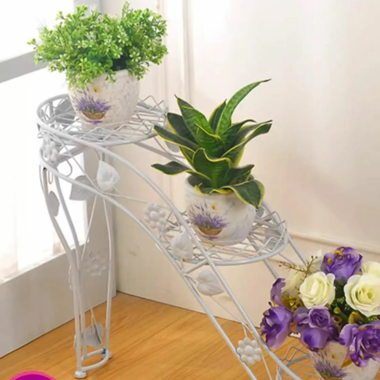 Creative Black High Heel Trapezoid Metal Plant Stand Image - 5