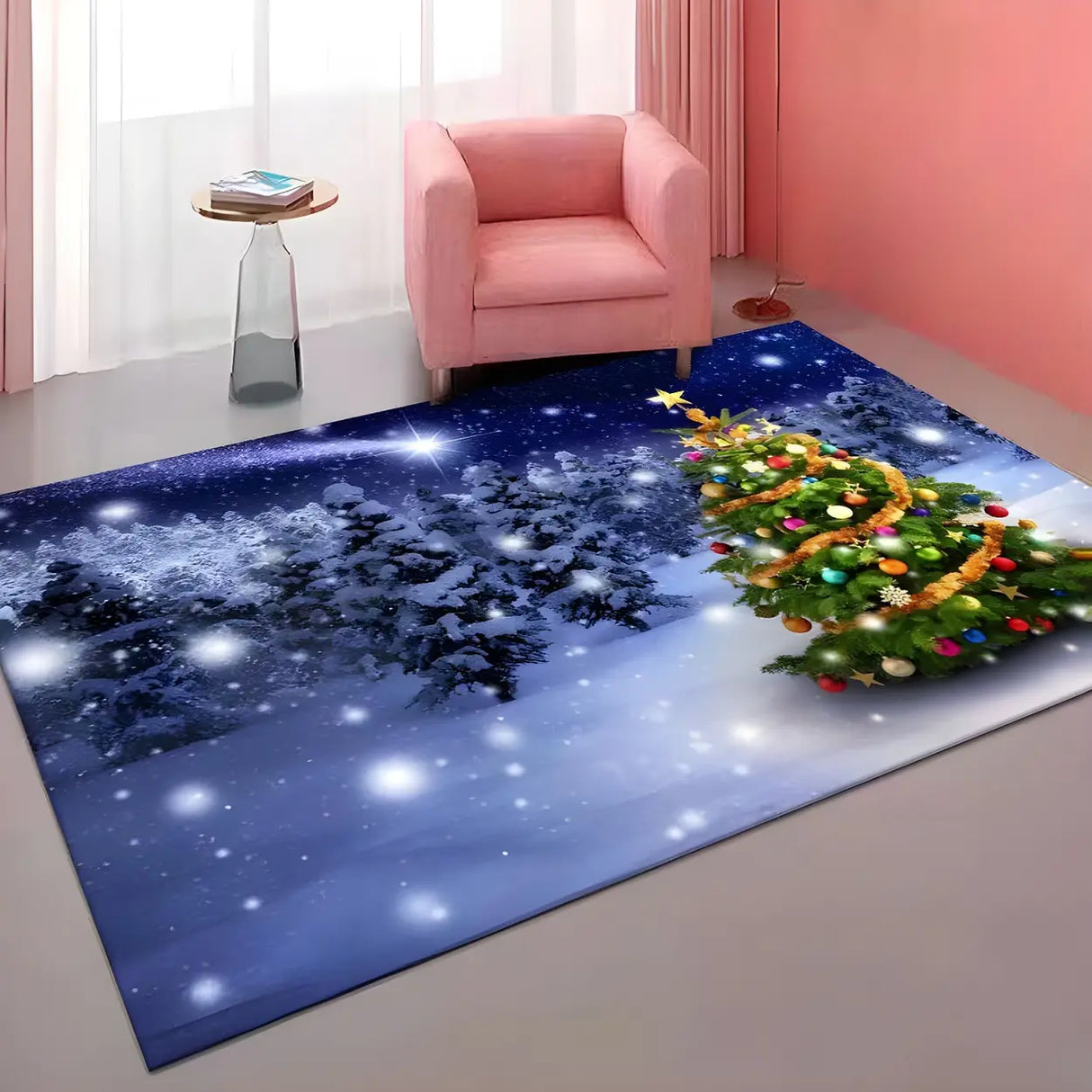 Creative Christmas Tree Pattern Polyester Area Rug Image - 2