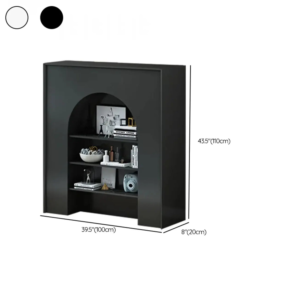 Creative Closed Wooden Storage Arched Bookcase Black Image - 13