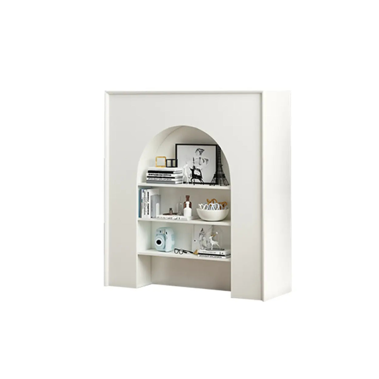 Creative Closed Wooden Storage Arched Bookcase Black Image - 6