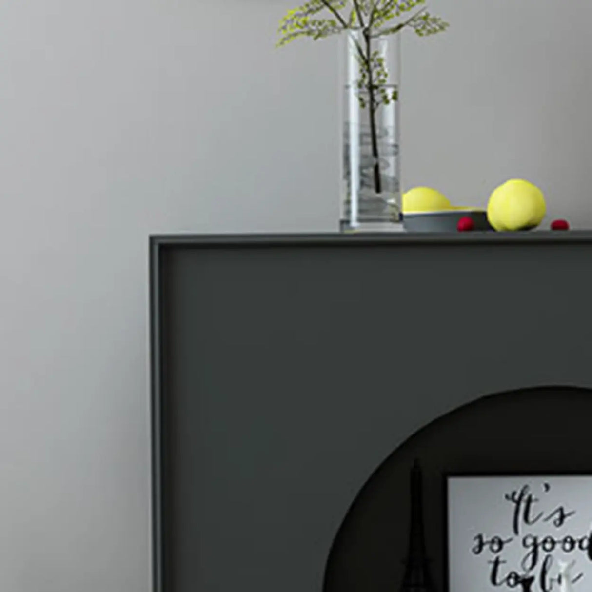 Creative Closed Wooden Storage Arched Bookcase Black Image - 8