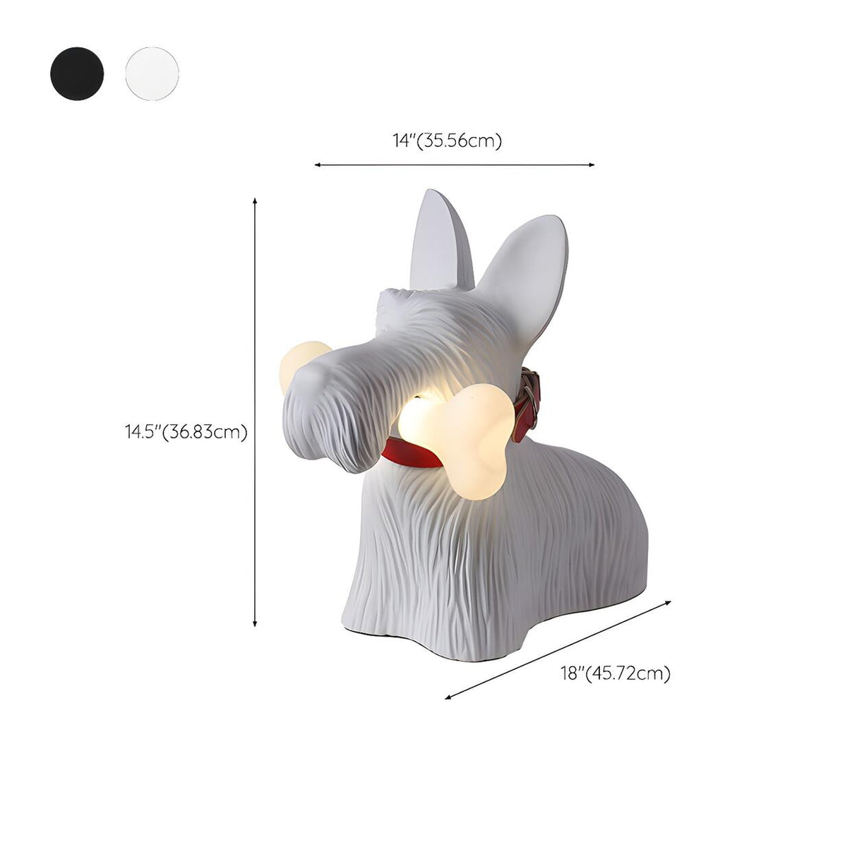 Creative Cute Black Dog Shape Bedroom Resin Table Lamp