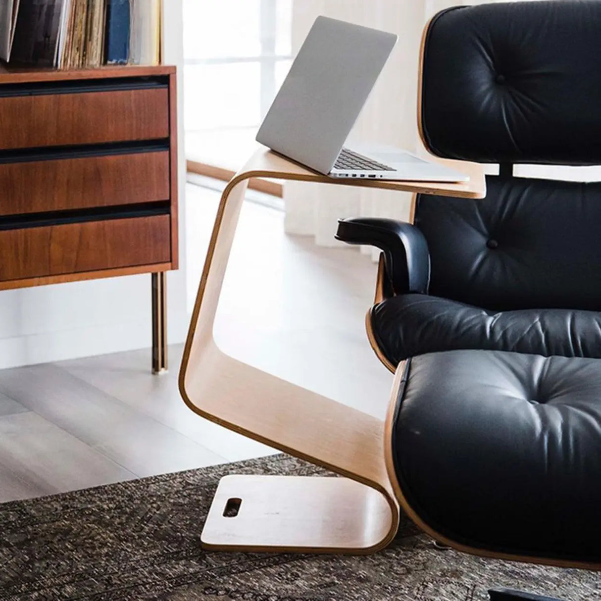 Creative Freeform Wood Natural Finish Chairside Table Image - 11