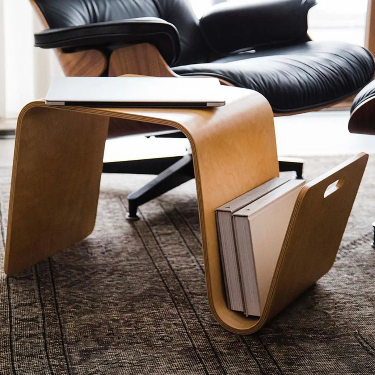 Creative Freeform Wood Natural Finish Chairside Table Image - 7