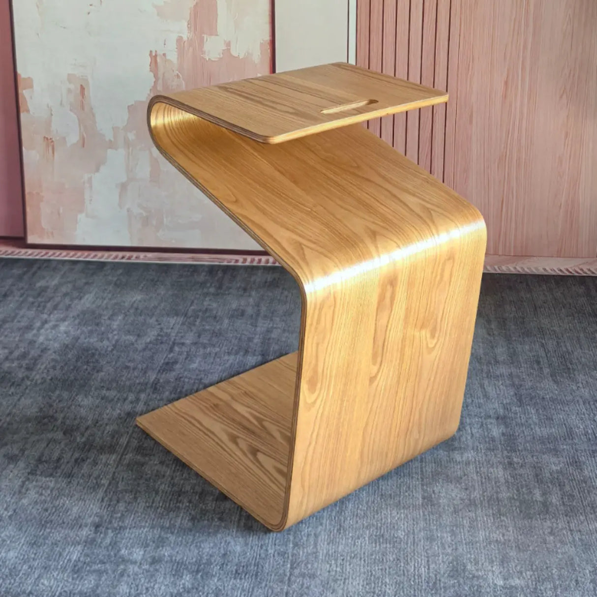 Creative Freeform Wood Natural Finish Chairside Table Image - 8