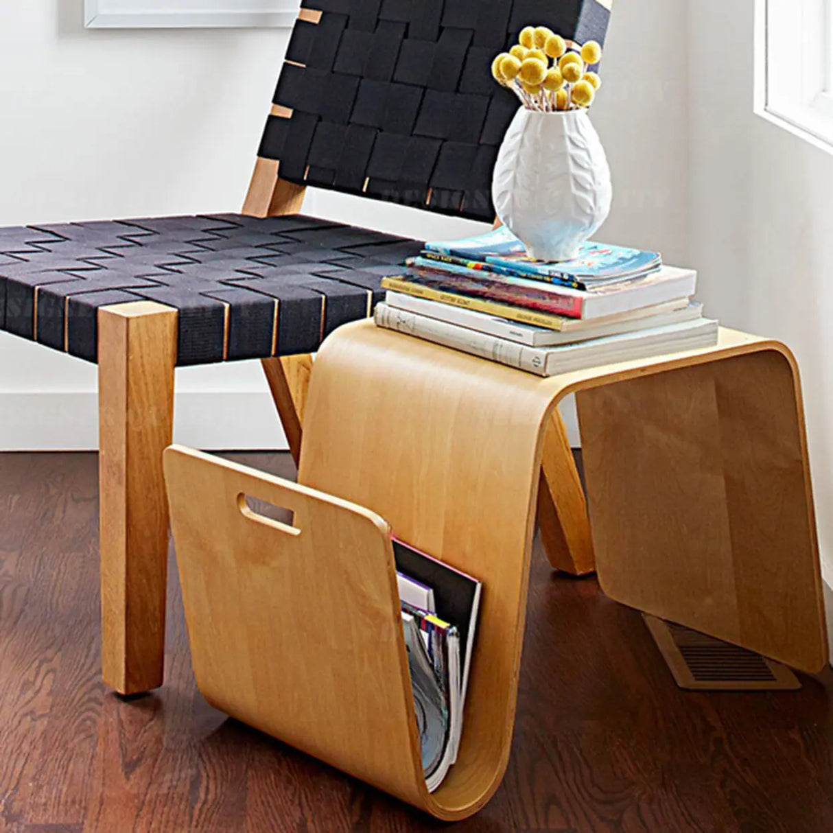 Creative Freeform Wood Natural Finish Chairside Table Image - 9