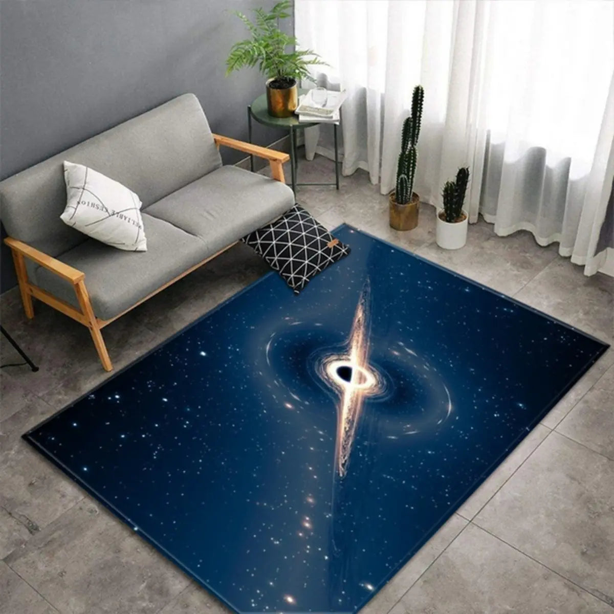Creative Galaxy Printed Polyester Anti-Slip Area Rug Image - 4
