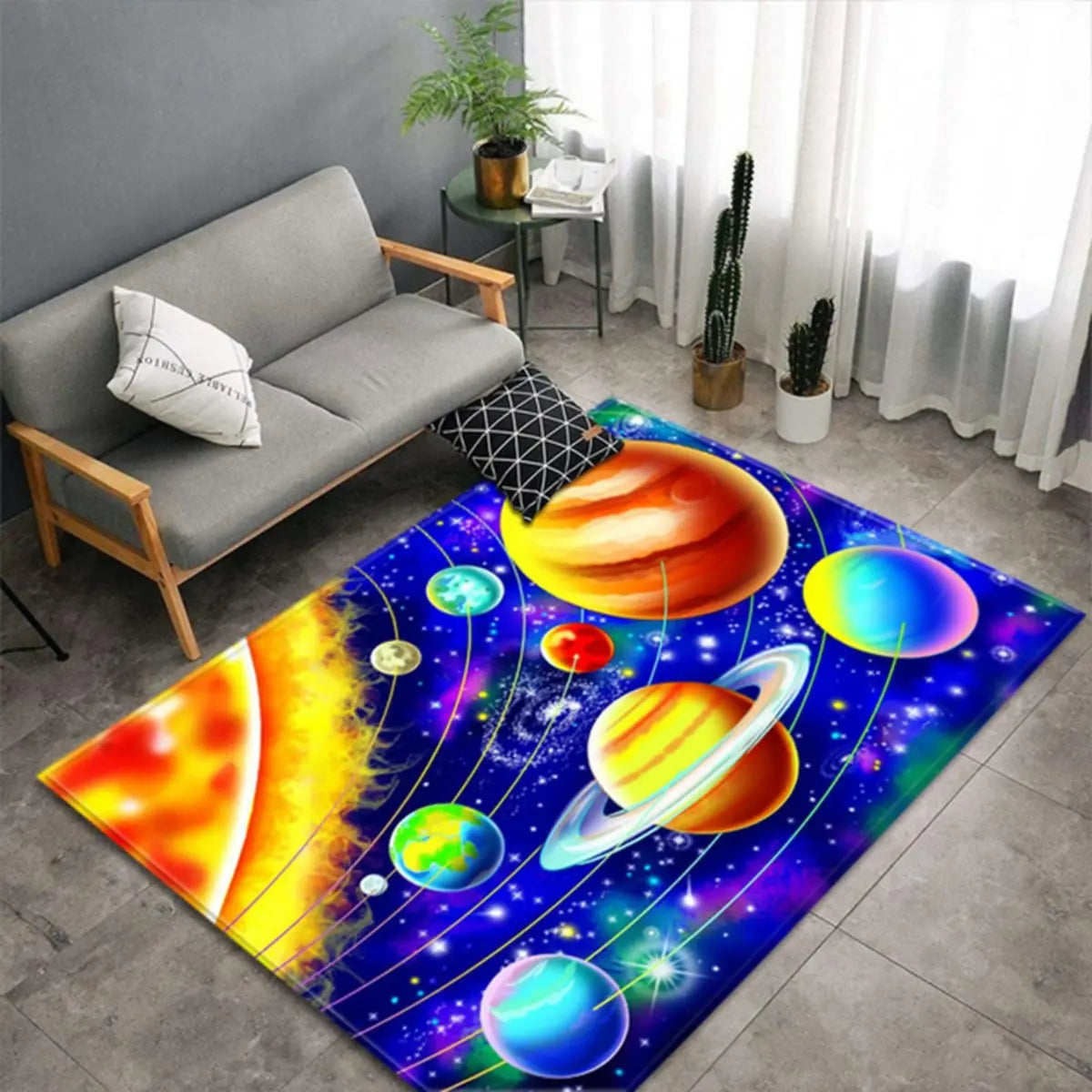Creative Galaxy Printed Polyester Anti-Slip Area Rug Image - 5