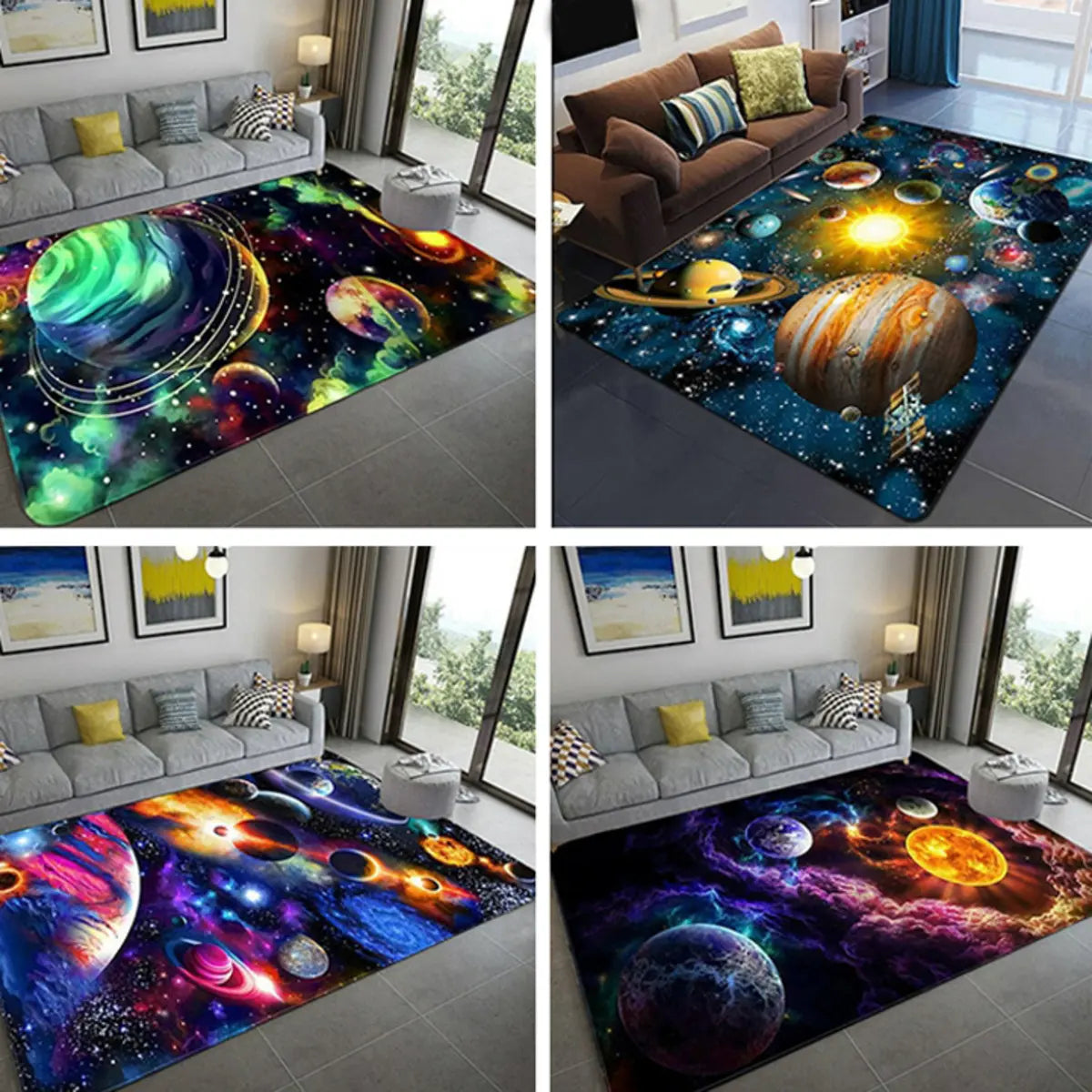 Creative Galaxy Printed Polyester Anti-Slip Area Rug Image - 8