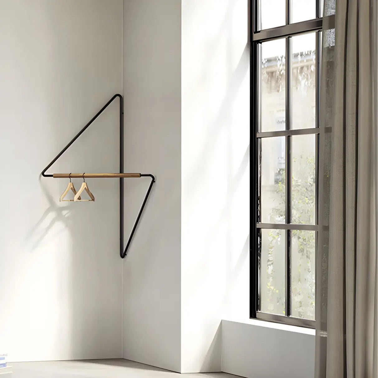 Creative Geometric Black Wall Mounted Metal Coat Rack Image - 5