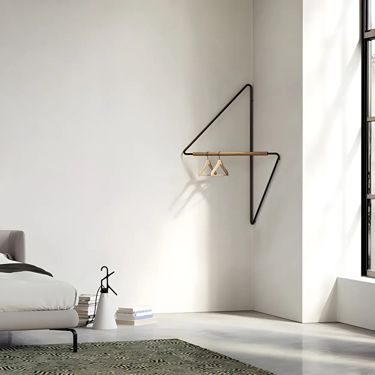 Creative Geometric Black Wall Mounted Metal Coat Rack Image - 7