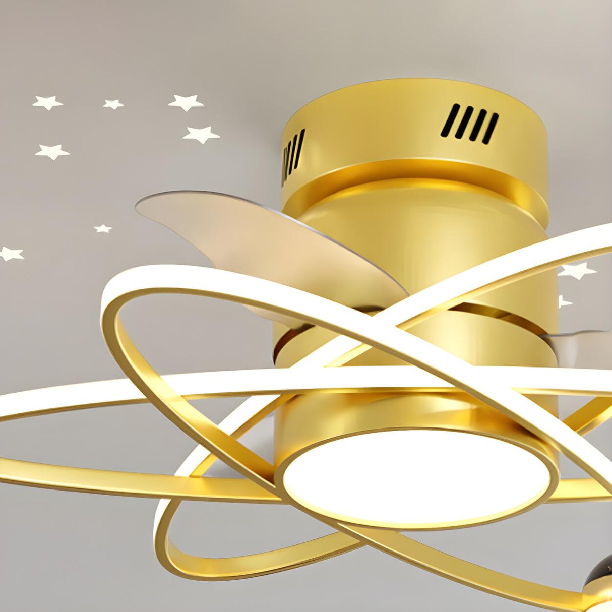 Creative Geometric Ring Ceiling Fan with Multi-Lights Image - 11