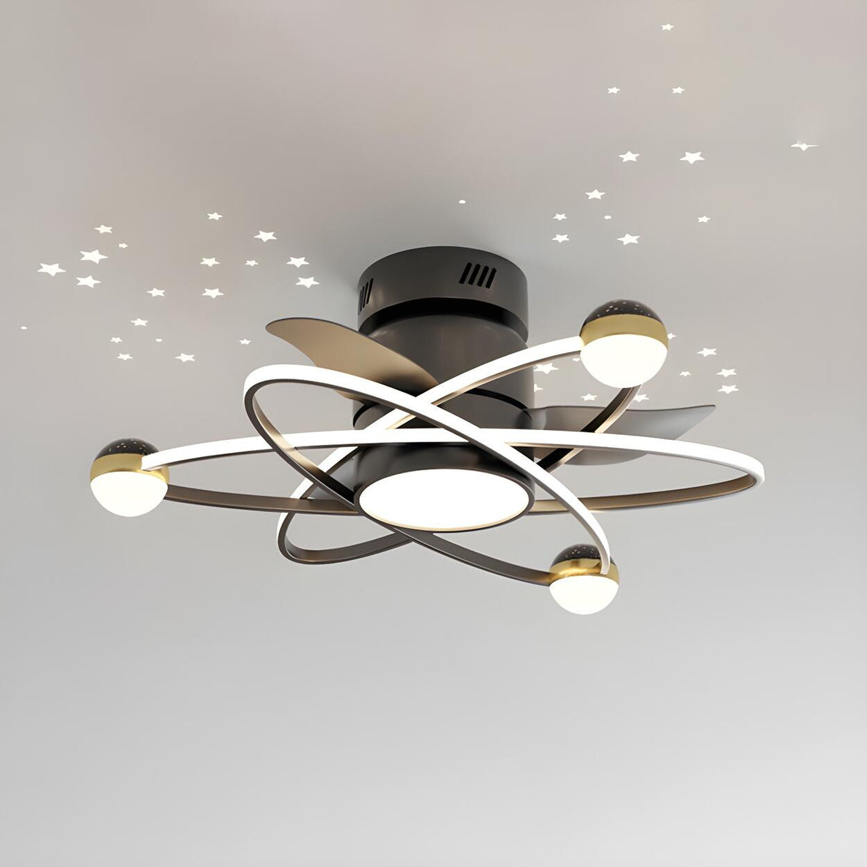 Creative Geometric Ring Ceiling Fan with Multi-Lights Image - 12