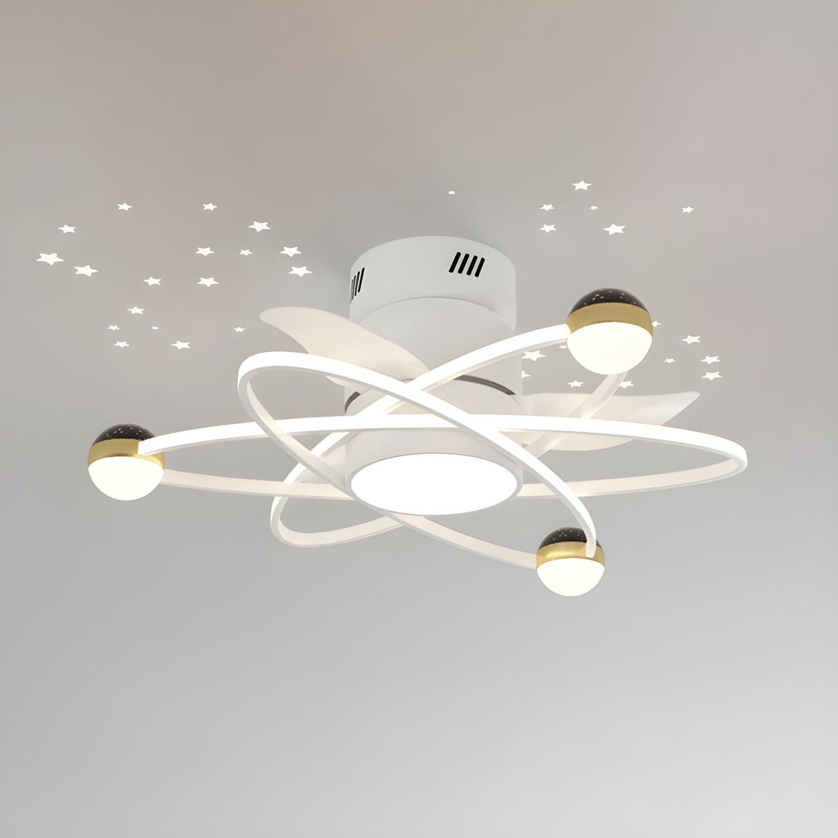 Creative Geometric Ring Ceiling Fan with Multi-Lights Image - 13