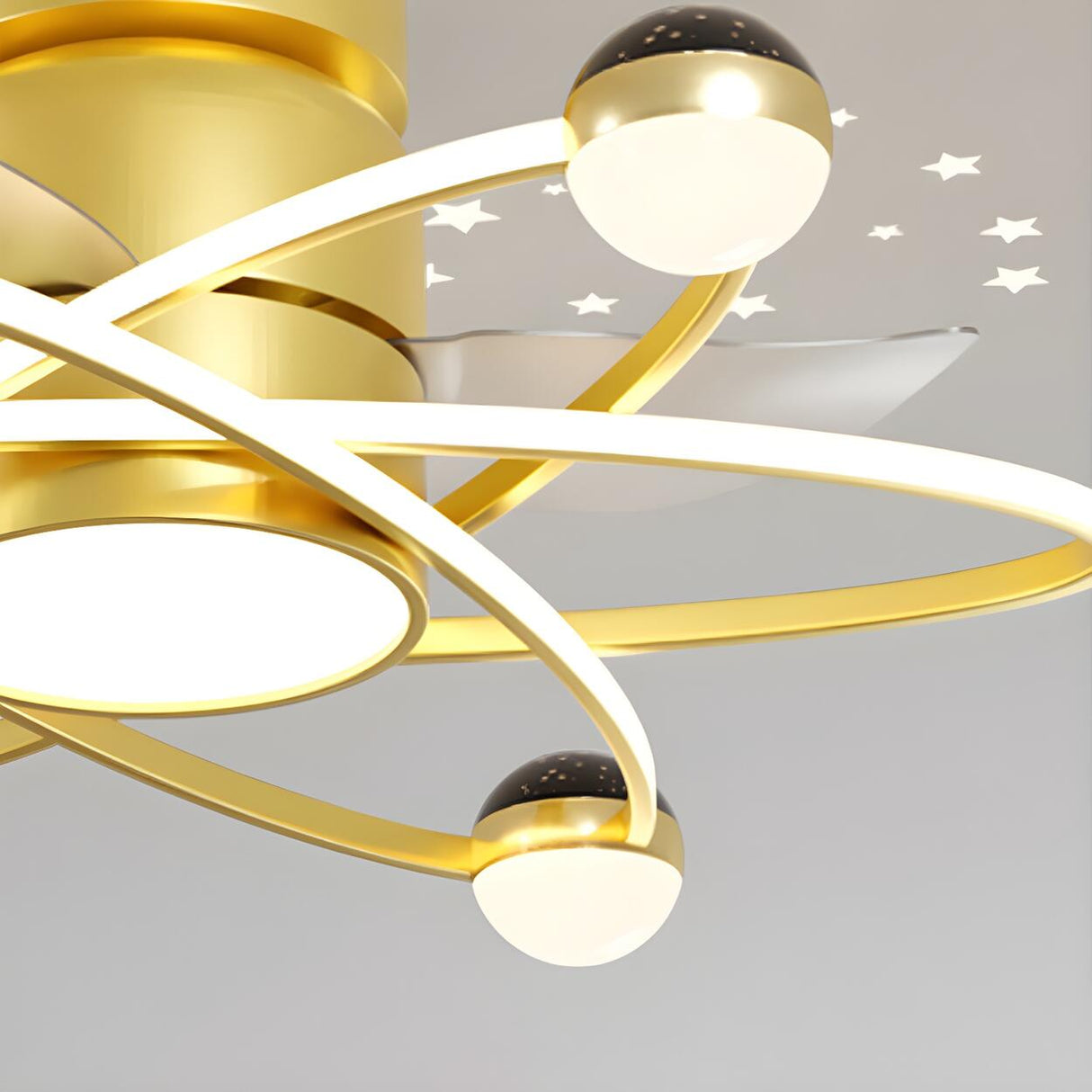 Creative Geometric Ring Ceiling Fan with Multi-Lights Image - 14