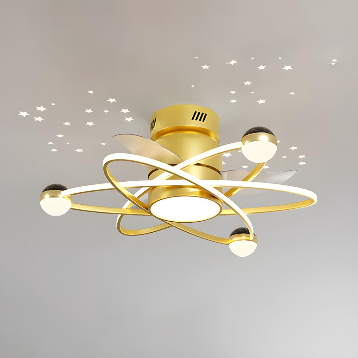 Creative Geometric Ring Ceiling Fan with Multi-Lights Image - 15
