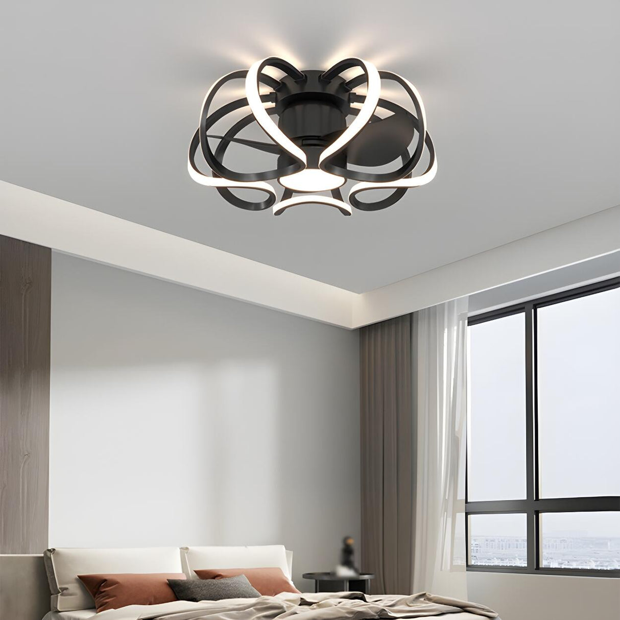 Creative Geometric Ring Ceiling Fan with Multi-Lights Image - 16