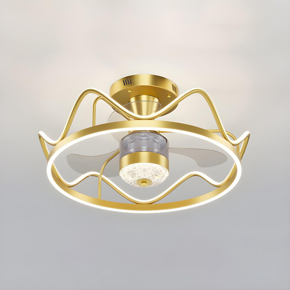 Creative Geometric Ring Ceiling Fan with Multi-Lights Image - 3