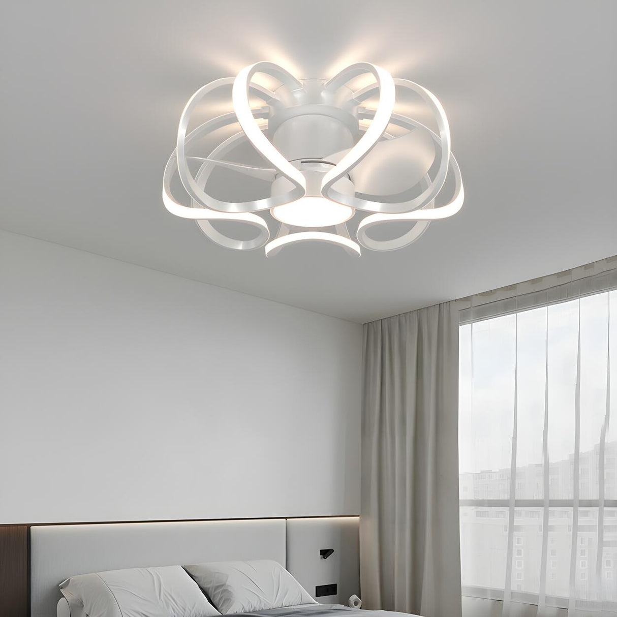 Creative Geometric Ring Ceiling Fan with Multi-Lights Image - 4