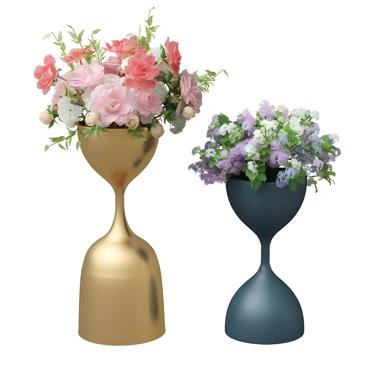 Creative Hourglass Iron Gold and Blue Plant Stand Set Image - 10