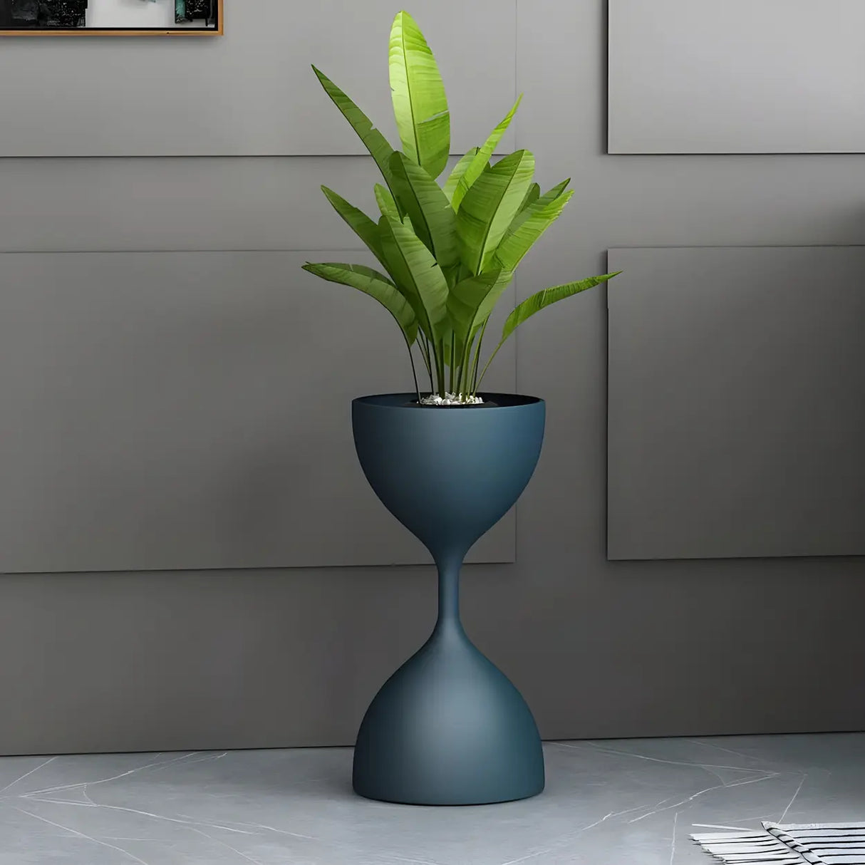 Creative Hourglass Iron Gold and Blue Plant Stand Set Image - 5