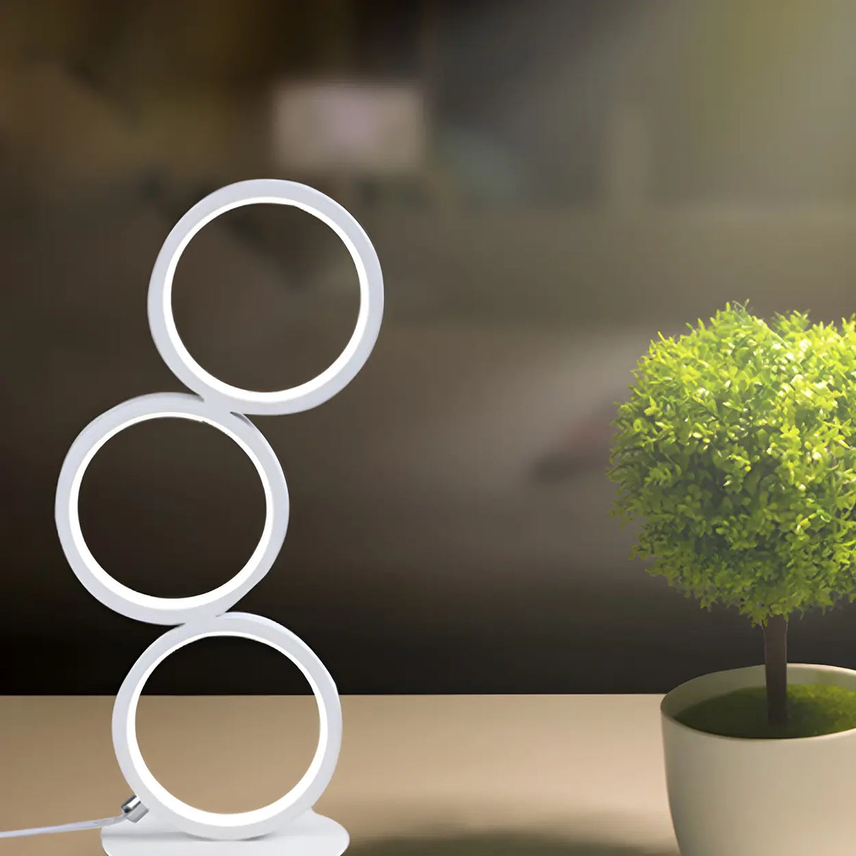 Creative Minimalist Ring LED 3-Light Night Table Lamp Image - 13
