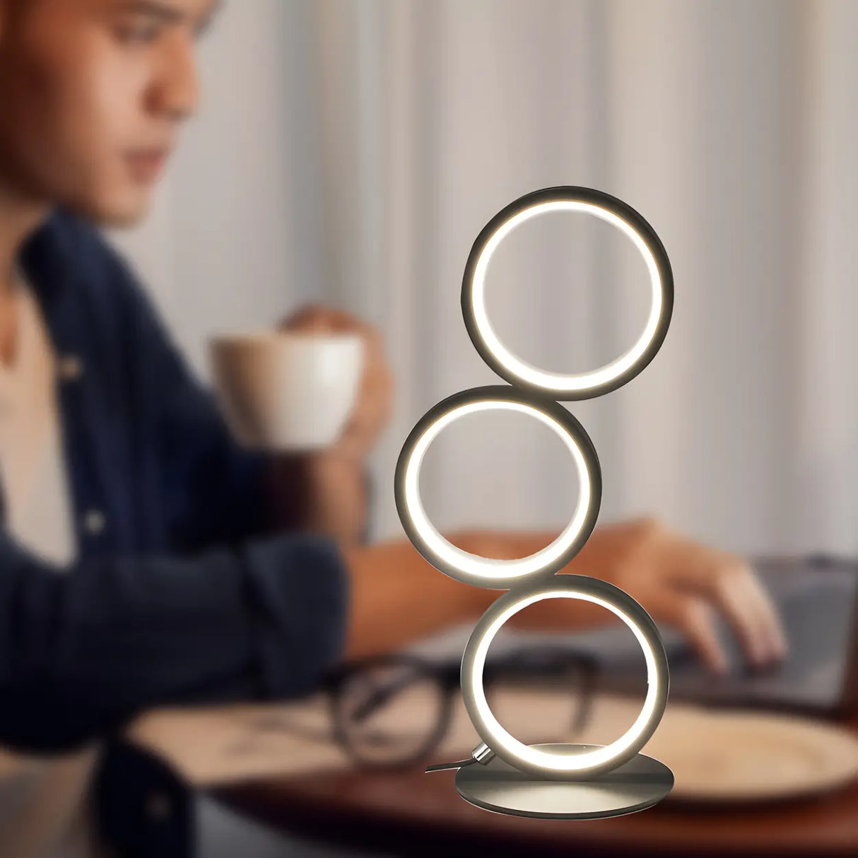 Creative Minimalist Ring LED 3-Light Night Table Lamp Image - 6