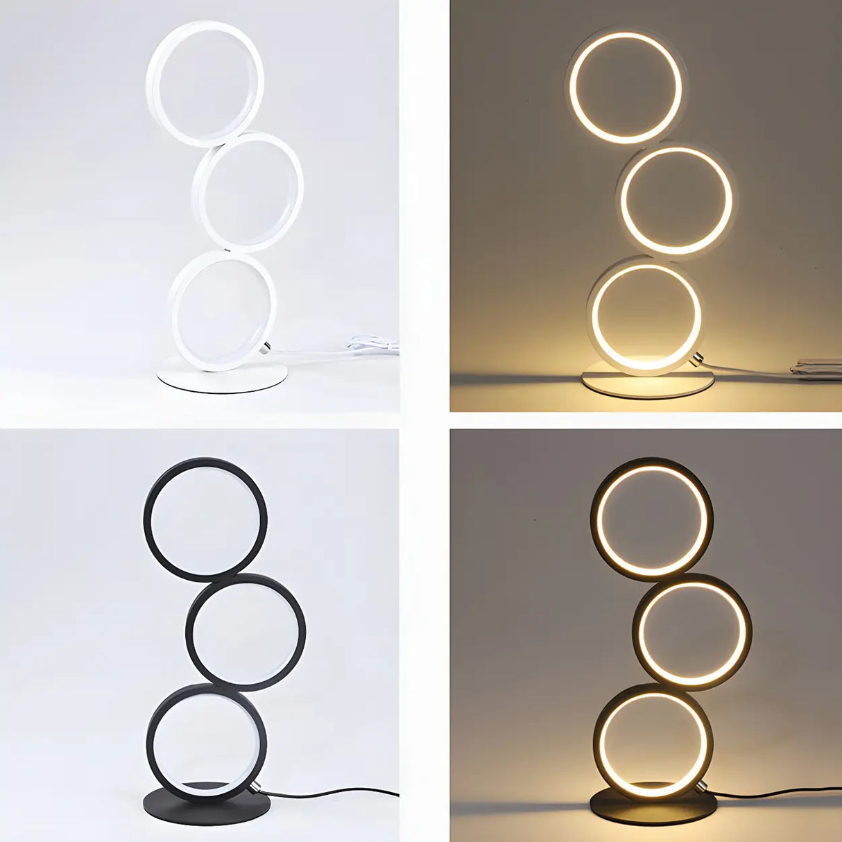 Creative Minimalist Ring LED 3-Light Night Table Lamp Image - 9