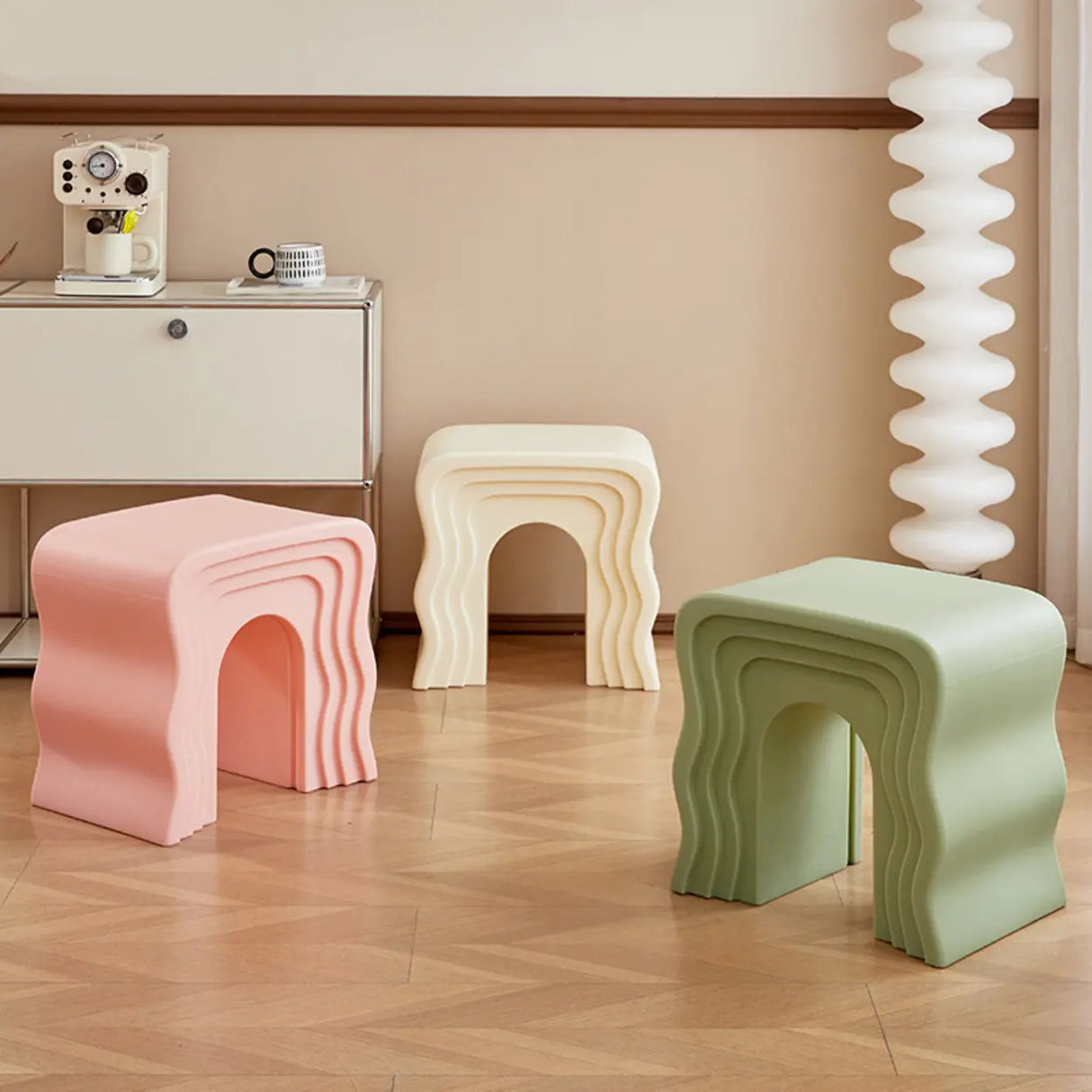 Creative Modern Rectangle Pink Acrylic Stool Side Table Image - 1