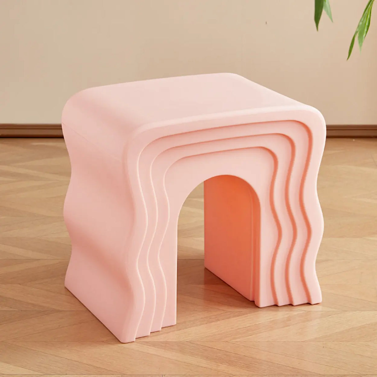 Creative Modern Rectangle Pink Acrylic Stool Side Table Image - 7