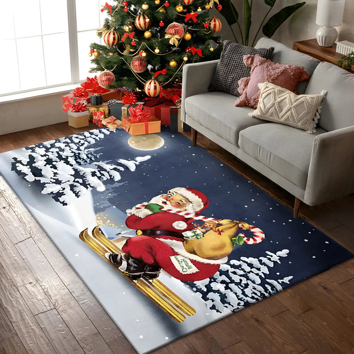 Creative Multicolor Christmas Polyester Area Rug Image - 1