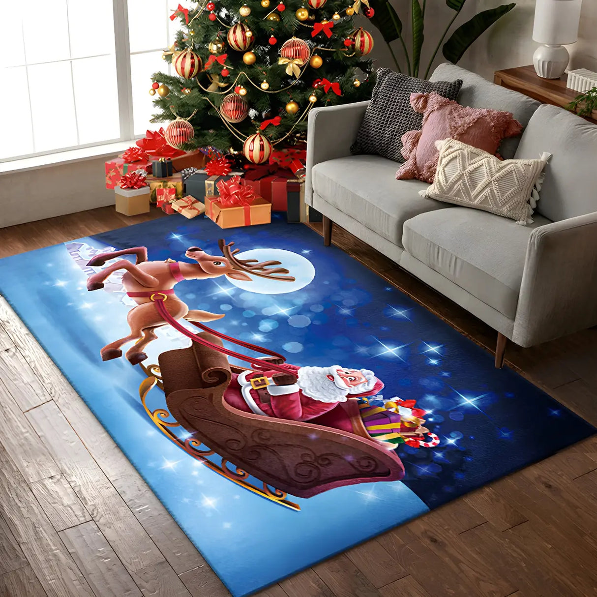 Creative Multicolor Christmas Polyester Area Rug Image - 2
