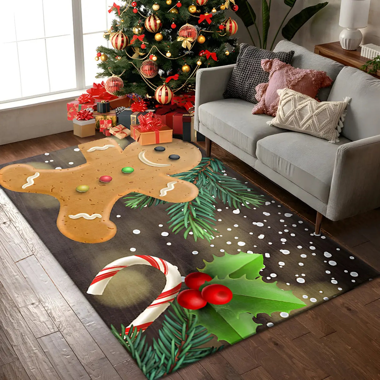 Creative Multicolor Christmas Polyester Area Rug Image - 4
