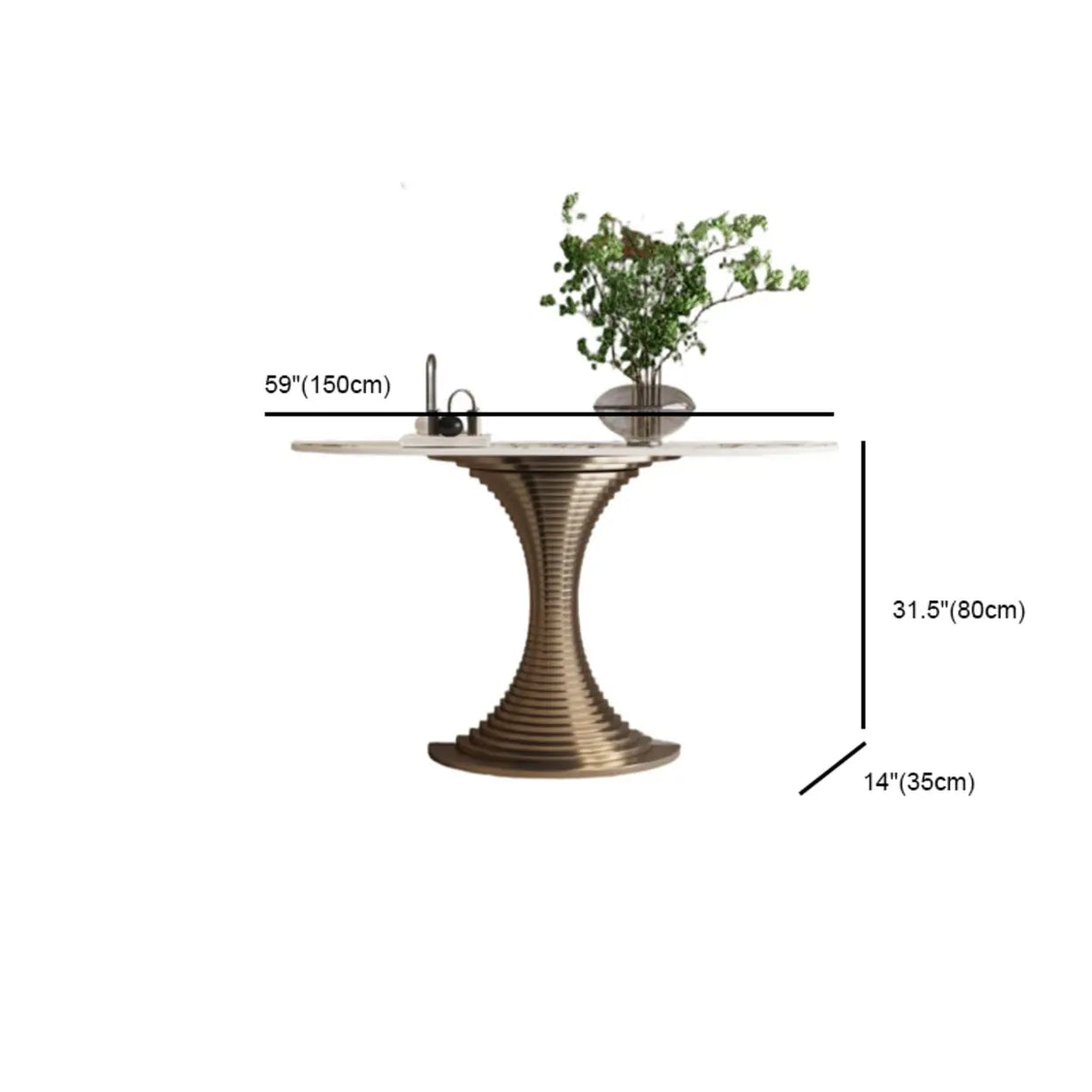 Creative Pedestal Half-Moon Marble Gold Console Table Image - 10