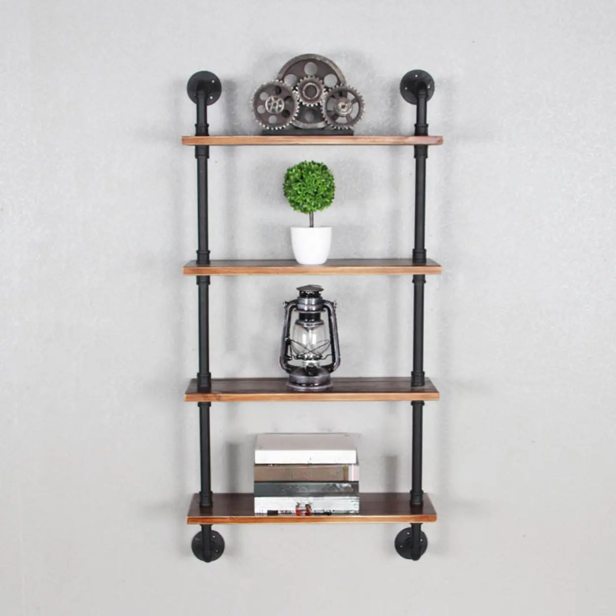 Creative Pipe Wall-Mounted Open Shelf Metal Bookshelf Image - 15