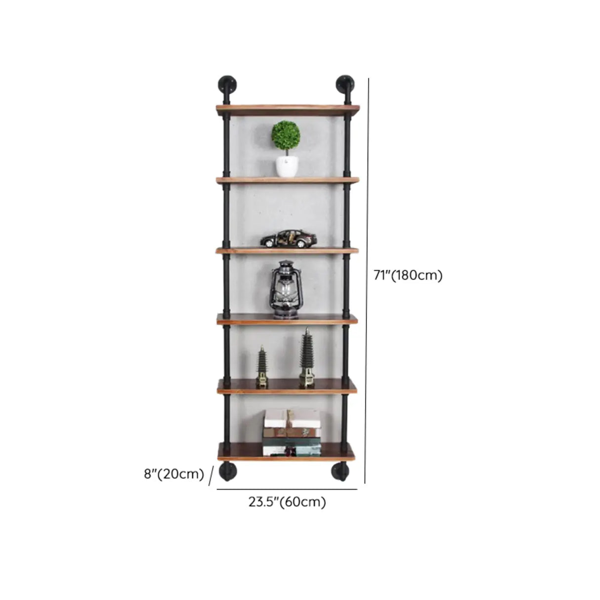 Creative Pipe Wall-Mounted Open Shelf Metal Bookshelf