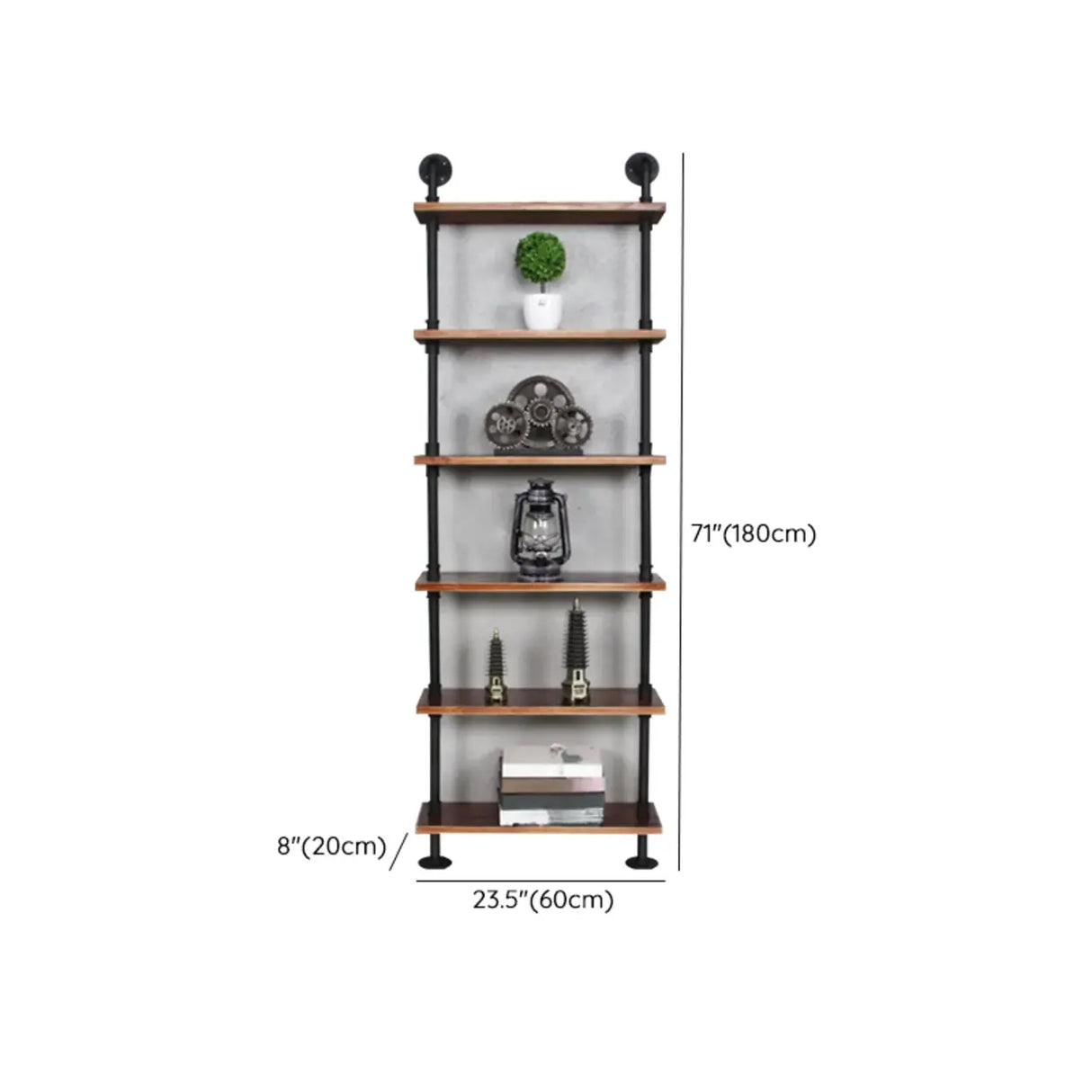 Creative Pipe Wall-Mounted Open Shelf Metal Bookshelf Image - 17