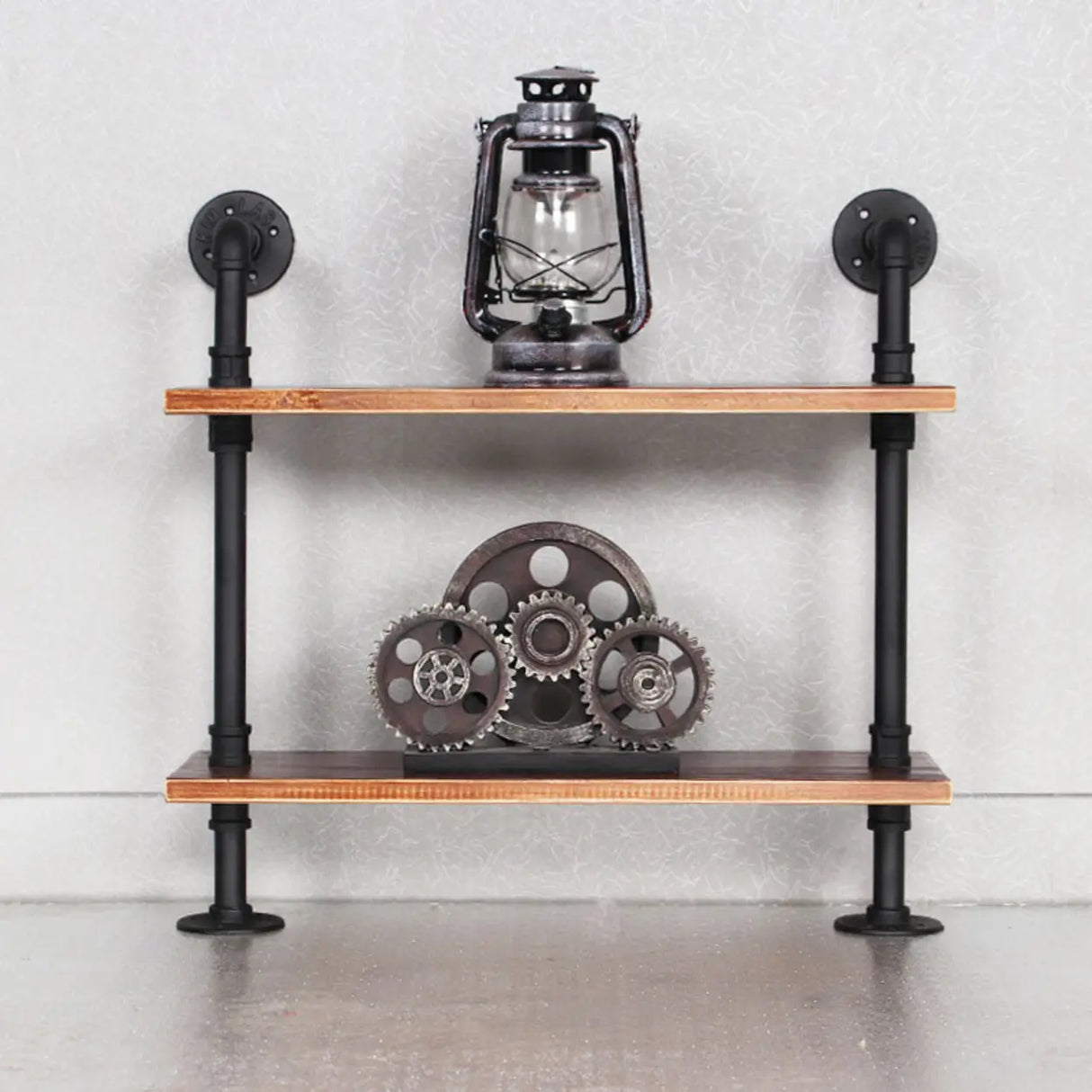 Creative Pipe Wall-Mounted Open Shelf Metal Bookshelf Image - 2