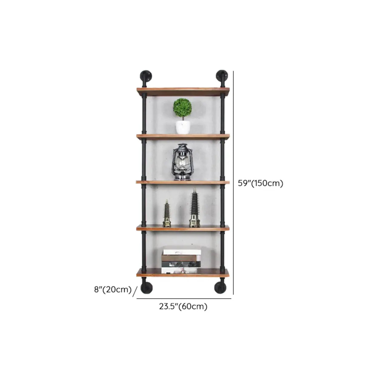 Creative Pipe Wall-Mounted Open Shelf Metal Bookshelf Image - 22