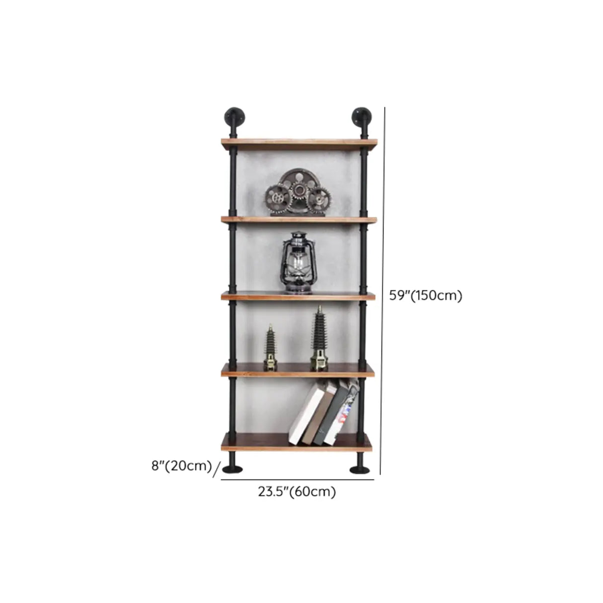 Creative Pipe Wall-Mounted Open Shelf Metal Bookshelf Image - 23