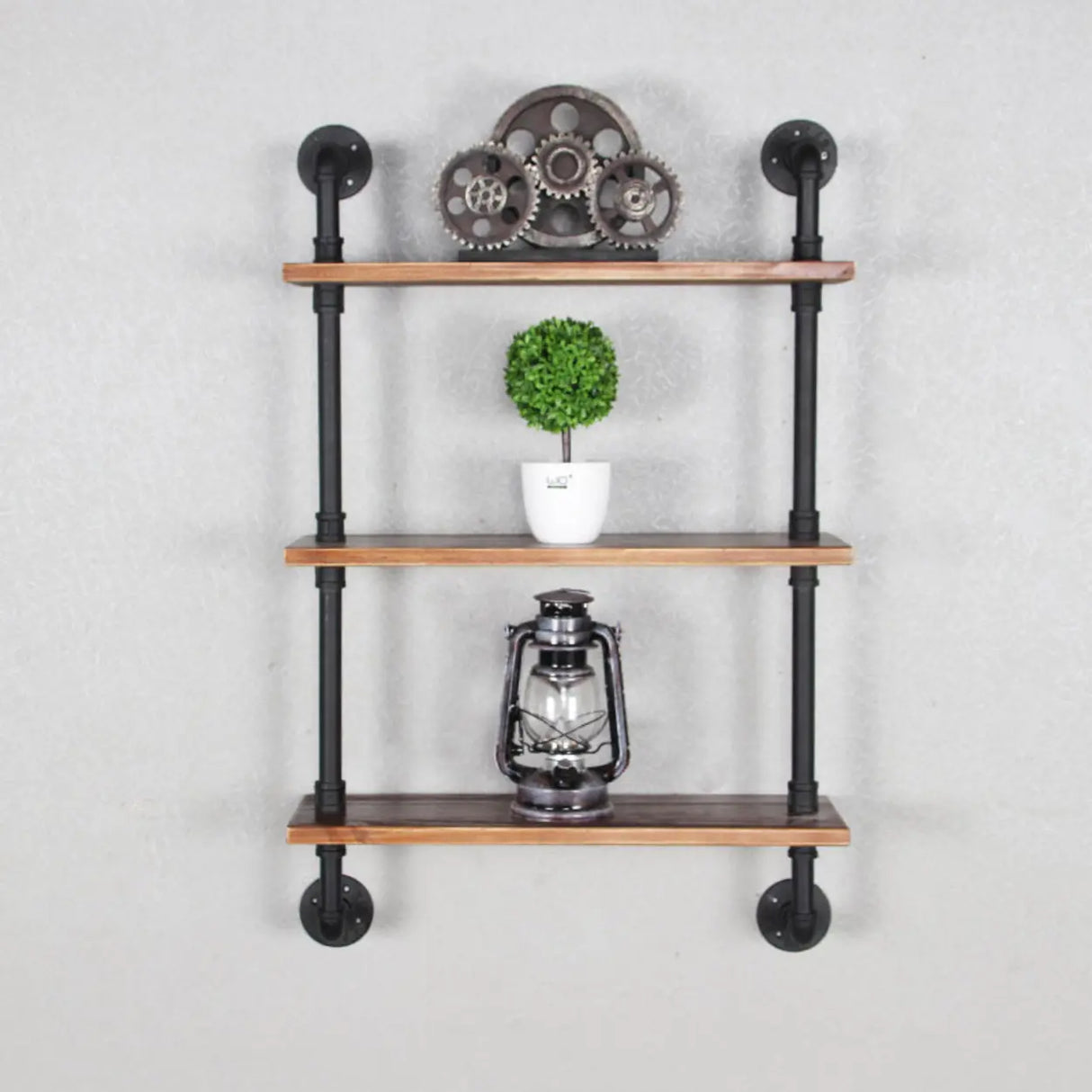 Creative Pipe Wall-Mounted Open Shelf Metal Bookshelf Image - 3