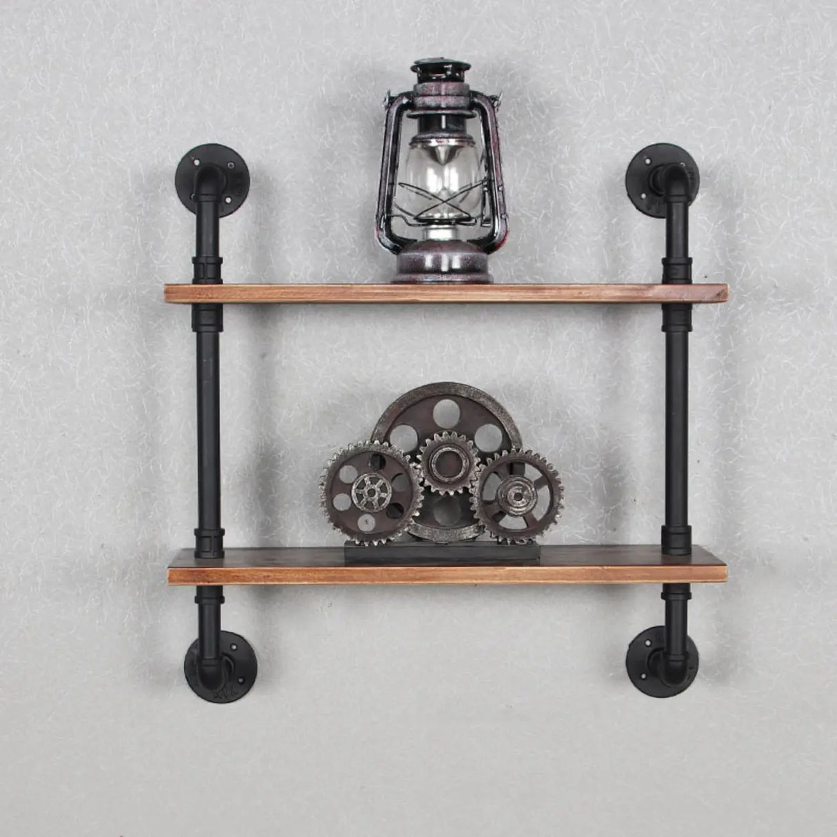 Creative Pipe Wall-Mounted Open Shelf Metal Bookshelf Image - 4
