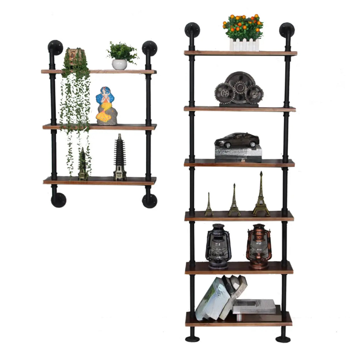 Creative Pipe Wall-Mounted Open Shelf Metal Bookshelf Image - 5